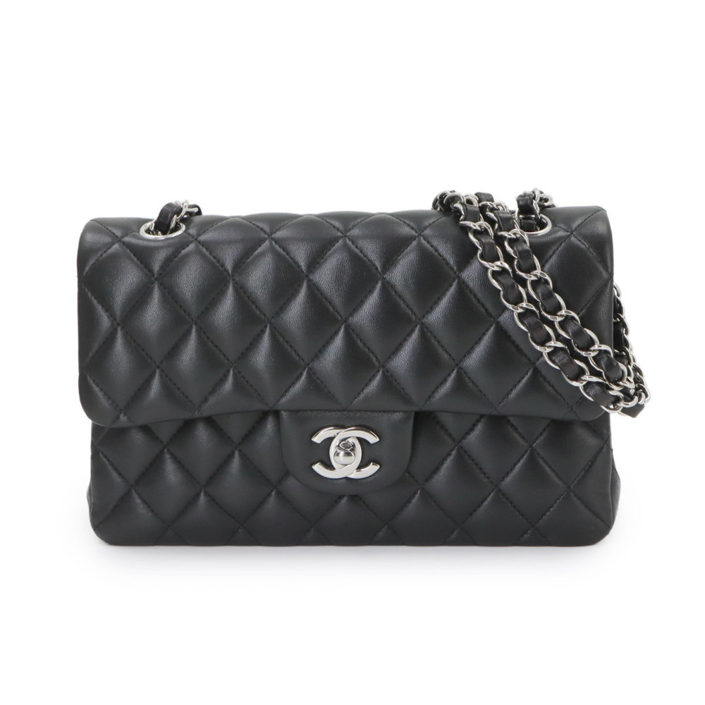 Chanel Matelasse 23 Chain Shoulder Handbag, Lambskin, Black, A01113, Silver H...